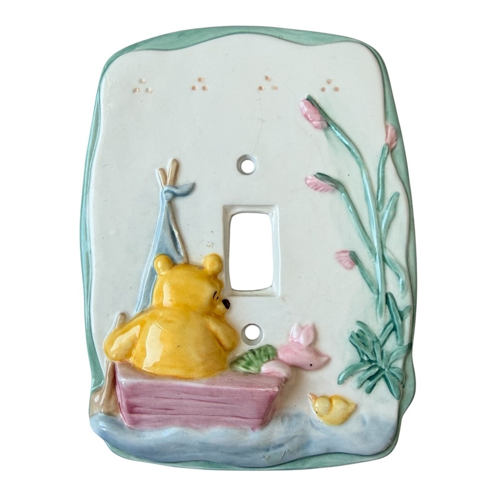 Vintage Disney Winnie The Pooh Piglet Ceramic Light Switch Plate Cover Nursery